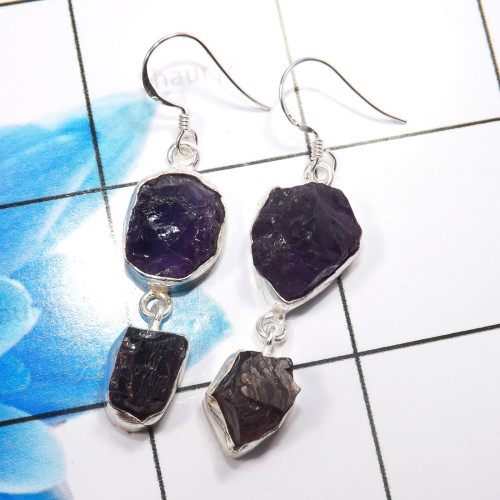 Amethyst D - XSE942-925 Sterling Silver Beautiful Factory Handmade Rough Ston Amethyst D - XSE942-925 Sterling Silver Beautiful Factory Handmade Rough Ston