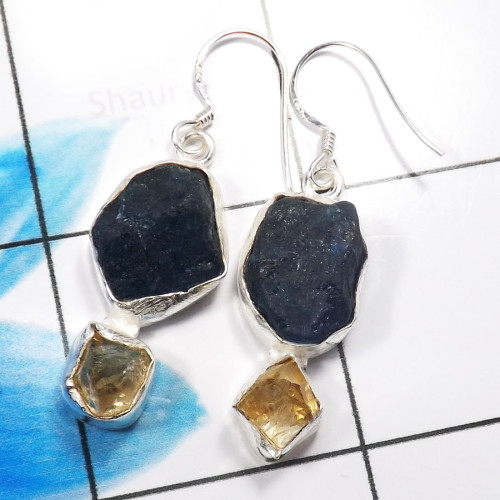 Apatite & Citrine E - XSE942-925 Sterling Silver Beautiful Factory Handmade Rough Ston Apatite & Citrine E - XSE942-925 Sterling Silver Beautiful Factory Handmade Rough Ston