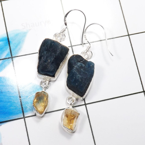 Apatite & Citrine F - XSE942-925 Sterling Silver Beautiful Factory Handmade Rough Ston Apatite & Citrine F - XSE942-925 Sterling Silver Beautiful Factory Handmade Rough Ston