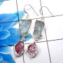 Aquamarine & Pink Ruby B - XSE940-Amazing 925 Sterling Silver Wholesale Rough Stone Earring