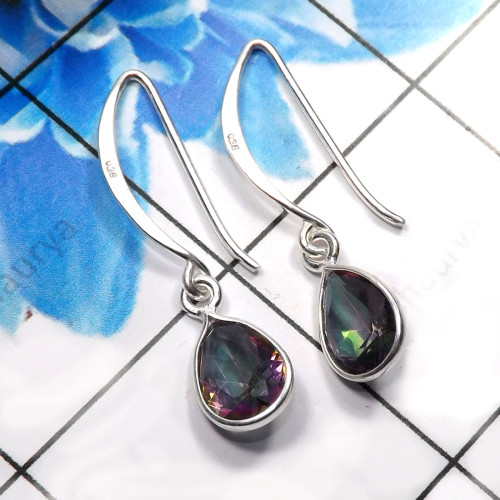 Mystic Quartz B - BZE806-Fabulous 925 Sterling Silver Designer Handmade Bezel Earr
