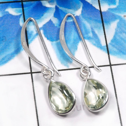 Green Amethyst D - BZE806-Fabulous 925 Sterling Silver Designer Handmade Bezel Earr