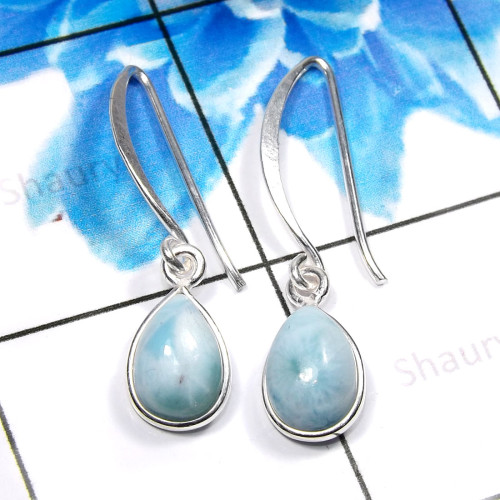 Blue Opal F - BZE806-Fabulous 925 Sterling Silver Designer Handmade Bezel Earr