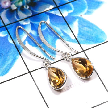 Citrine Cut O - BZE806-Fabulous 925 Sterling Silver Designer Handmade Bezel Earr Citrine Cut O - BZE806-Fabulous 925 Sterling Silver Designer Handmade Bezel Earr