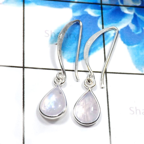 Rainbow Moonstone C - BZE805-925 Sterling Silver Dazzling Fashionable Bezel Earrings W Rainbow Moonstone C - BZE805-925 Sterling Silver Dazzling Fashionable Bezel Earrings W