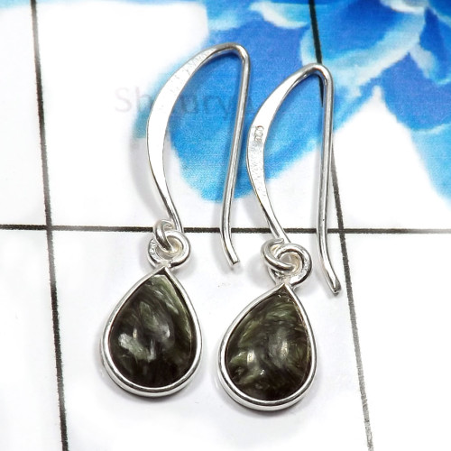 Seraphinite F - BZE805-925 Sterling Silver Dazzling Fashionable Bezel Earrings W