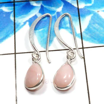 Pink Opal G - BZE805-925 Sterling Silver Dazzling Fashionable Bezel Earrings W Pink Opal G - BZE805-925 Sterling Silver Dazzling Fashionable Bezel Earrings W