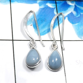 Blue Opal E - BZE805-925 Sterling Silver Dazzling Fashionable Bezel Earrings W Blue Opal E - BZE805-925 Sterling Silver Dazzling Fashionable Bezel Earrings W