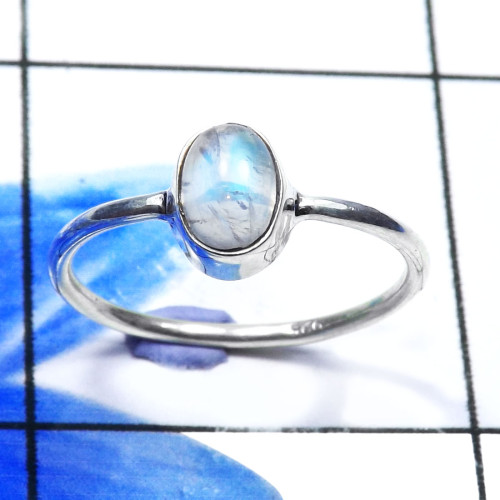 Rainbow Moonstone G - RBS946-Lovely 925 Sterling Silver Lightweight Baby Rings Company Rainbow Moonstone G - RBS946-Lovely 925 Sterling Silver Lightweight Baby Rings Company