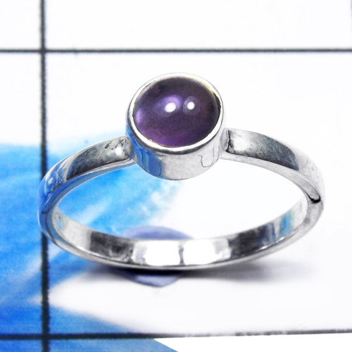 Amethyst Cab H - RBS946-Lovely 925 Sterling Silver Lightweight Baby Rings Company