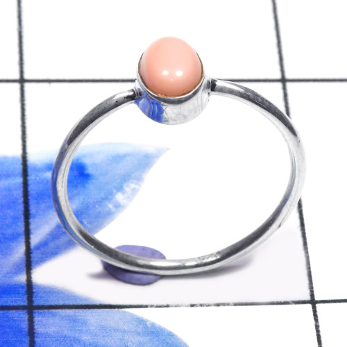 Pink Opal O - RBS946-Lovely 925 Sterling Silver Lightweight Baby Rings Company Pink Opal O - RBS946-Lovely 925 Sterling Silver Lightweight Baby Rings Company