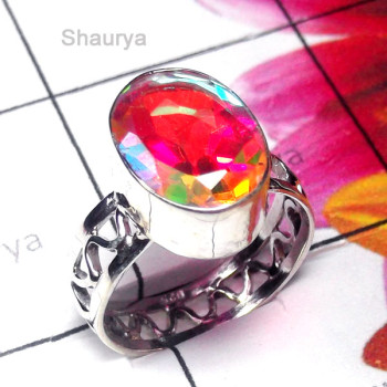 Rainbow Mystic O - SDR996-Sterling Silver Designer Choice Gemstone Ring Rainbow Mystic O - SDR996-Sterling Silver Designer Choice Gemstone Ring