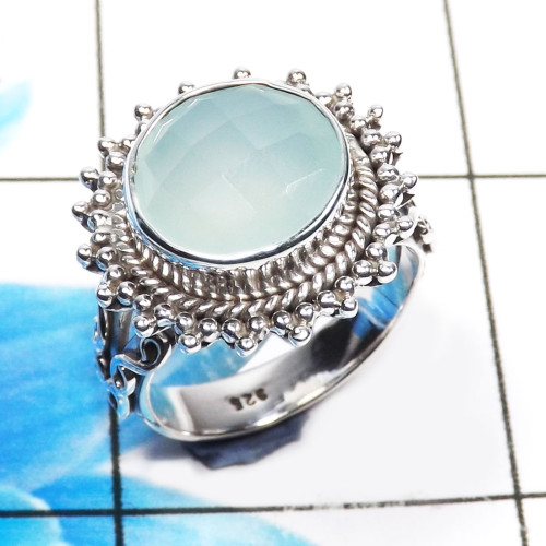 Chalcedony H - SDR708-Charming 925 Sterling Silver Designer Ring Party Wear