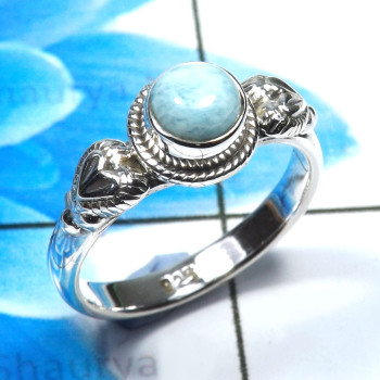 Larimar Cab C - RBS945-Dazzling Larimar Designer Baby Rings 925 Sterling Silver