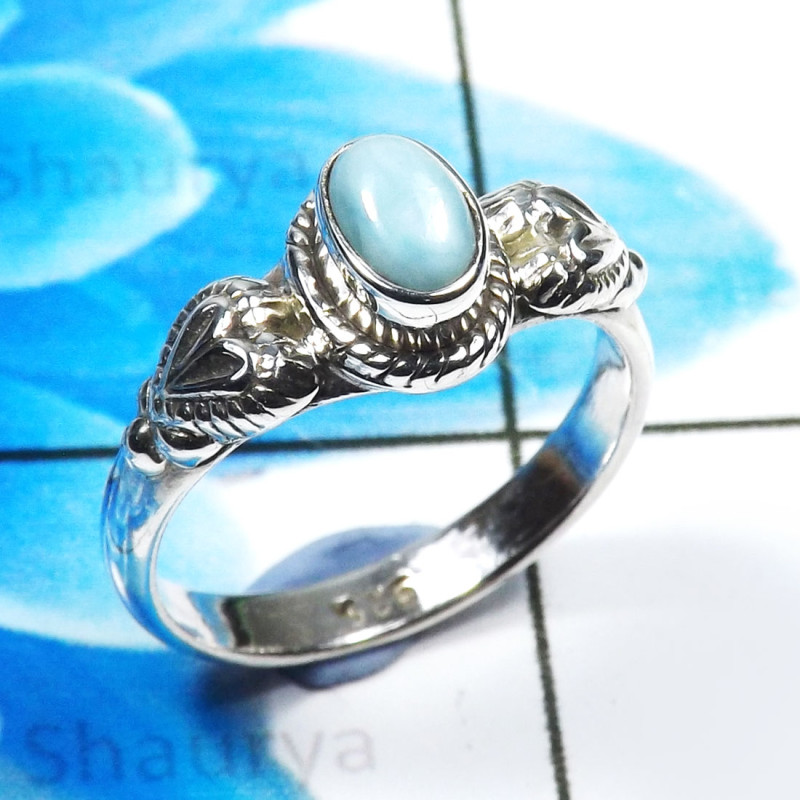 Larimar Cab E - RBS945-Dazzling Larimar Designer Baby Rings 925 Sterling Silver Larimar Cab E - RBS945-Dazzling Larimar Designer Baby Rings 925 Sterling Silver