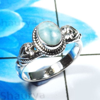 Larimar Cab H - RBS945-Dazzling Larimar Designer Baby Rings 925 Sterling Silver