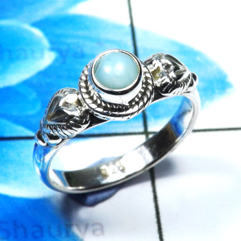 Larimar Cab I - RBS945-Dazzling Larimar Designer Baby Rings 925 Sterling Silver