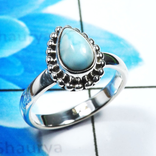 Larimar Cab G - RBS942-Fabulous Larimar 925 Sterling Silver Designer Baby Rings 