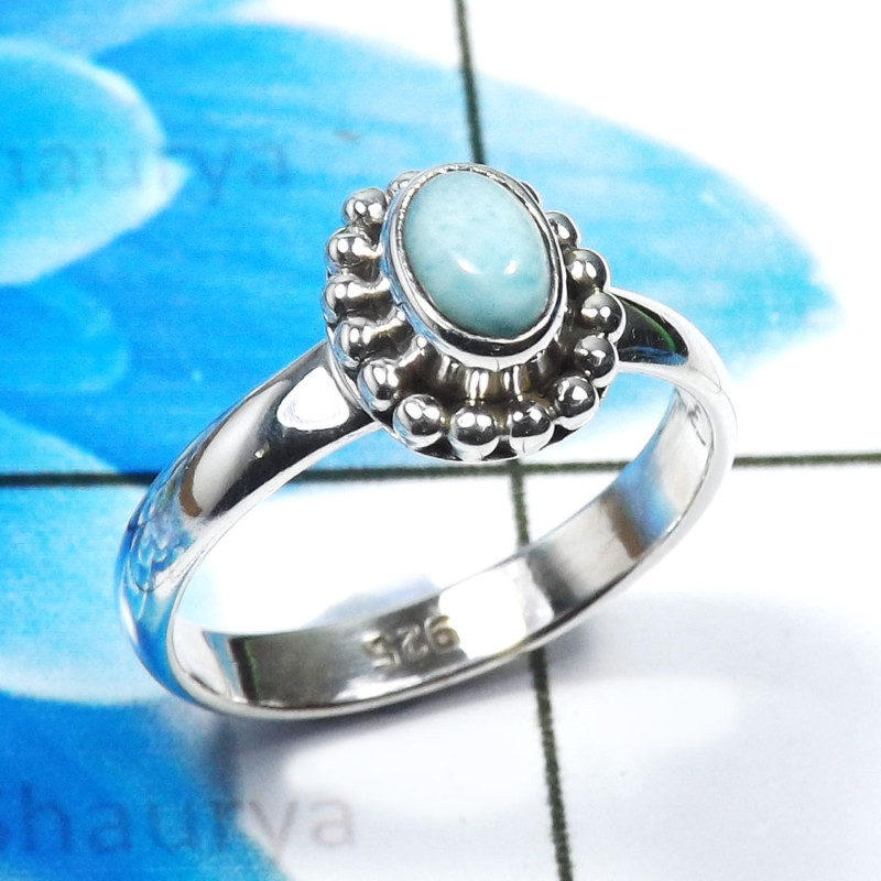 Larimar Cab H - RBS942-Fabulous Larimar 925 Sterling Silver Designer Baby Rings Larimar Cab H - RBS942-Fabulous Larimar 925 Sterling Silver Designer Baby Rings