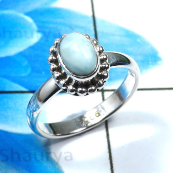 Larimar Cab I - RBS942-Fabulous Larimar 925 Sterling Silver Designer Baby Rings 