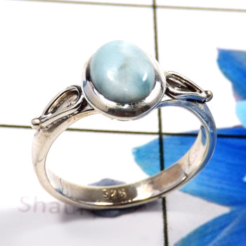 Larimar Cab H - RBS941-Gorgeous Larimar 925 Sterling Silver Fashionable Rings Wh