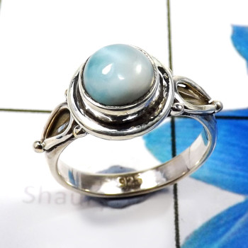 Larimar Cab I - RBS941-Gorgeous Larimar 925 Sterling Silver Fashionable Rings Wh