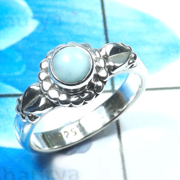 Larimar Cab I - RBS940-925 Sterling Silver Lovely Larimar Baby Rings Designer Wh