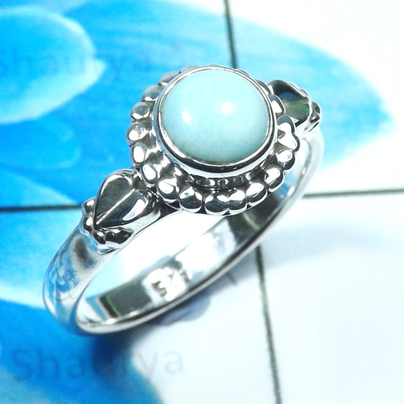 Larimar Cab J - RBS940-925 Sterling Silver Lovely Larimar Baby Rings Designer Wh Larimar Cab J - RBS940-925 Sterling Silver Lovely Larimar Baby Rings Designer Wh