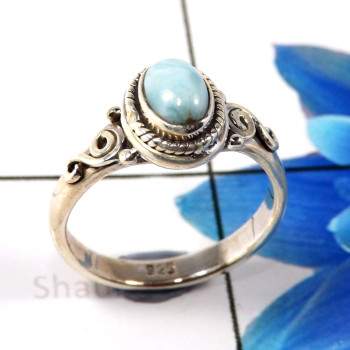 Larimar Cab I - RBS939-Charming Larimar 925 Sterling Silver Wholesale Baby Rings