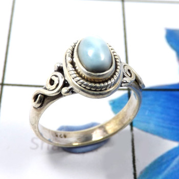 Larimar Cab J - RBS939-Charming Larimar 925 Sterling Silver Wholesale Baby Rings