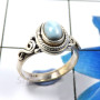 Larimar Cab J - RBS939-Charming Larimar 925 Sterling Silver Wholesale Baby Rings