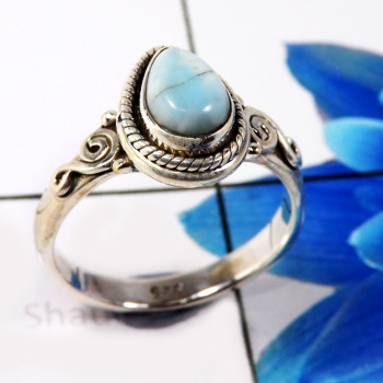 Larimar Cab K - RBS939-Charming Larimar 925 Sterling Silver Wholesale Baby Rings