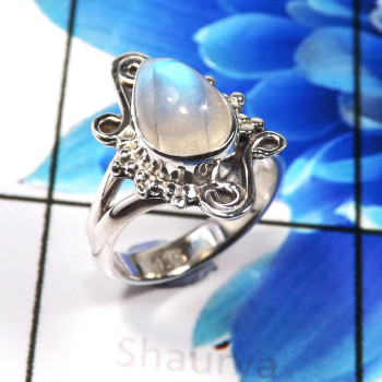 Rainbow Moonstone A - RBS938-925 Sterling Silver Amazing Rainbow Moonstone Designer Ba Rainbow Moonstone A - RBS938-925 Sterling Silver Amazing Rainbow Moonstone Designer Ba