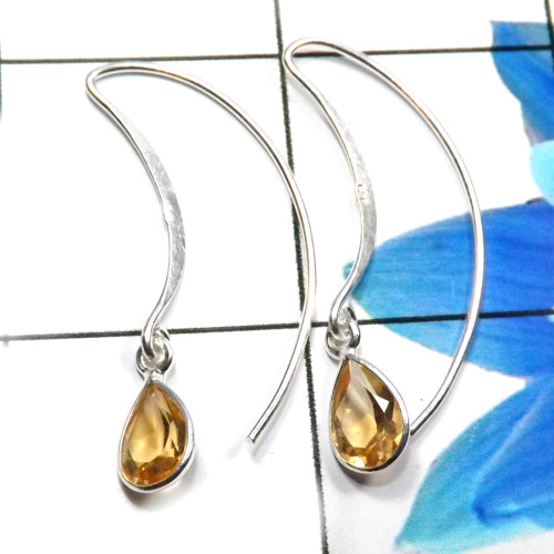 Citrine Cut A - BZE795-Fabulous Preety Design 925 Sterling Silver Bezel Earrings