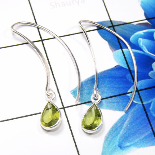 Peridot B - BZE795-Fabulous Preety Design 925 Sterling Silver Bezel Earrings