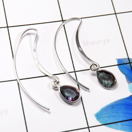 Mystic Quartz G - BZE795-Fabulous Preety Design 925 Sterling Silver Bezel Earrings