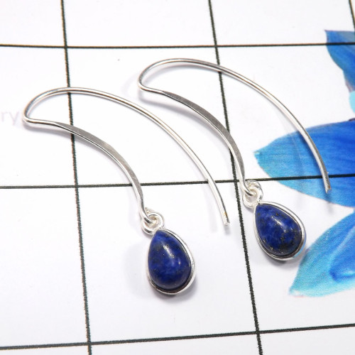 Lapis Lazuli A - BZE794-Dazzling 925 Sterling Silver Company Made Bezel Earrings Lapis Lazuli A - BZE794-Dazzling 925 Sterling Silver Company Made Bezel Earrings