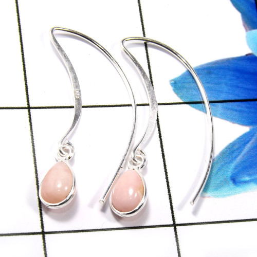 Pink Opal C - BZE794-Dazzling 925 Sterling Silver Company Made Bezel Earrings Pink Opal C - BZE794-Dazzling 925 Sterling Silver Company Made Bezel Earrings