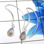 Labradorite Cab E - BZE794-Dazzling 925 Sterling Silver Company Made Bezel Earrings