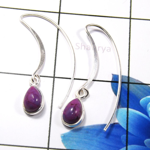 Purple Copper Turquoise K - BZE794-Dazzling 925 Sterling Silver Company Made Bezel Earrings Purple Copper Turquoise K - BZE794-Dazzling 925 Sterling Silver Company Made Bezel Earrings