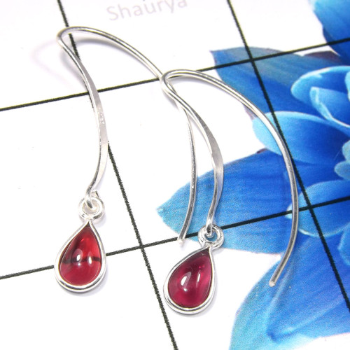 Garnet Cab O - BZE794-Dazzling 925 Sterling Silver Company Made Bezel Earrings Garnet Cab O - BZE794-Dazzling 925 Sterling Silver Company Made Bezel Earrings