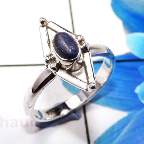 Lapis Lazuli H - RBS937-Trendy 925 Sterling Silver Lightweight Rings Designer Han
