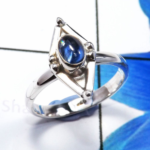 Blue kynite I - RBS937-Trendy 925 Sterling Silver Lightweight Rings Designer Han
