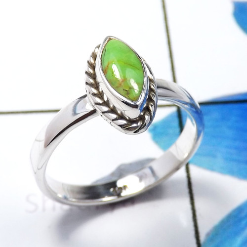 Green Turquoise C - RBS936-925 Sterling Silver Beautiful Company Handmade Baby Rings