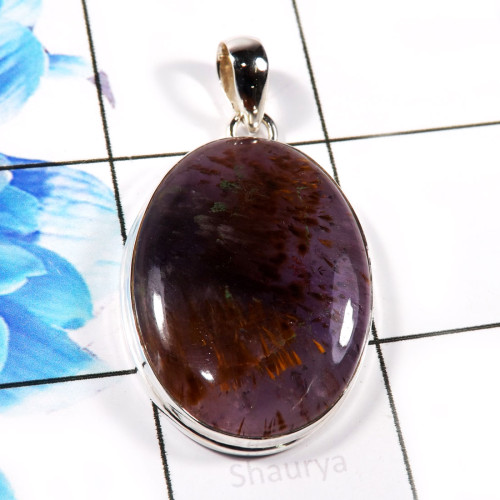 Cacoxenite B - ISP746-Lovely Cacoxenite 925 Sterling Silver Plain Pendants Comp