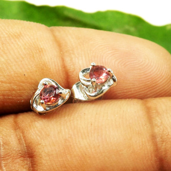 Pink Tourmaline Cut C - SFJ982-3x3 Round 925 Sterling Silver Fabulous Pink Tourmaline Cu
