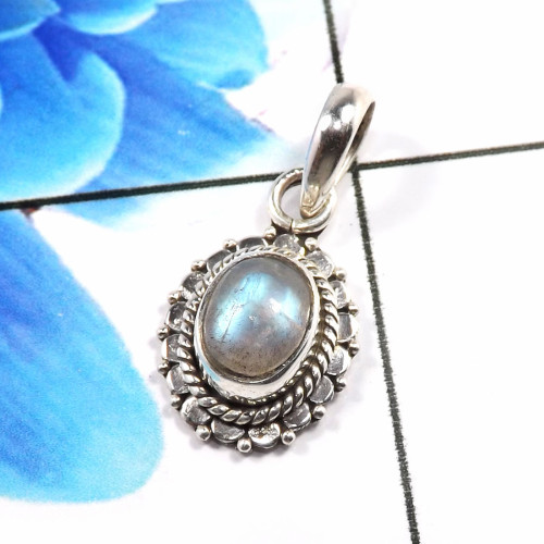 Rainbow Moonstone D - SD678-925 Sterling Silver Stunning Company Made Designer Pendant