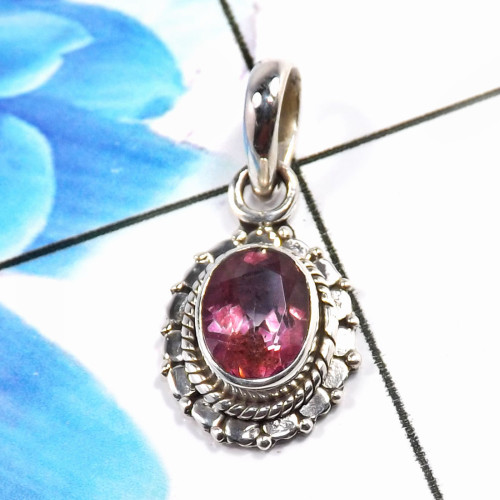 Pink Topaz E - SD678-925 Sterling Silver Stunning Company Made Designer Pendant
