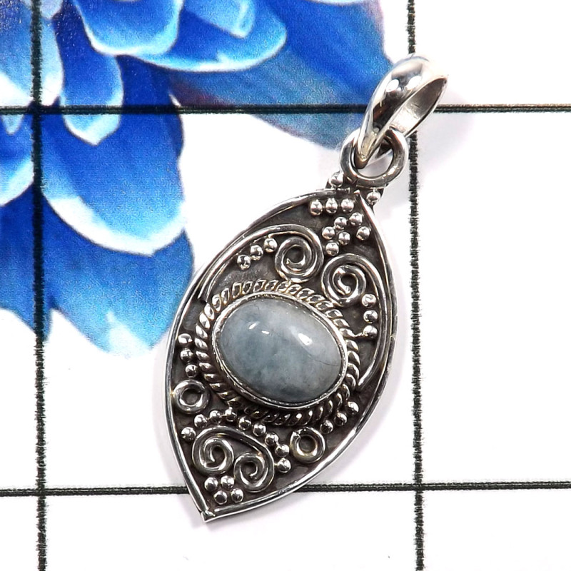 Aquamarine E - SD673-925 Sterling Silver Lovely Wholesale Designer Pendants Fac Aquamarine E - SD673-925 Sterling Silver Lovely Wholesale Designer Pendants Fac