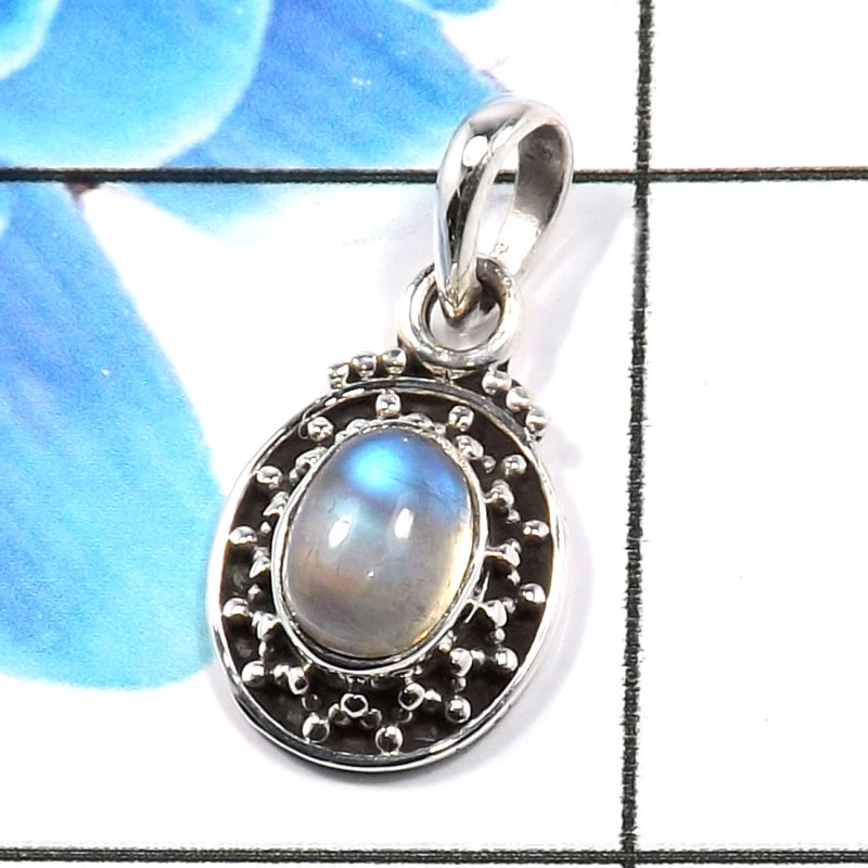 Rainbow Moonstone O - SD672-Dazzling 925 Sterling Silver Designer Pendants Company Mad